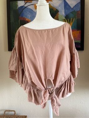 IRO Dusty Rose Linen Cotton Tie Blouse